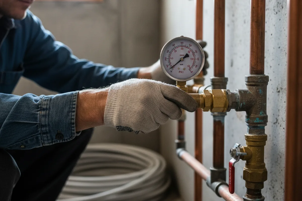 Pressure testing a repaired line during Water Line Repair in Mc Louth